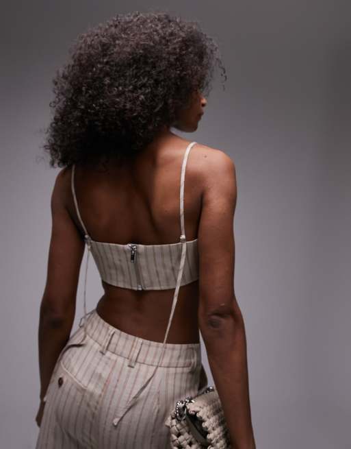 Topshop – Gräddvit, randig bralette i linnemix, 2 av 4