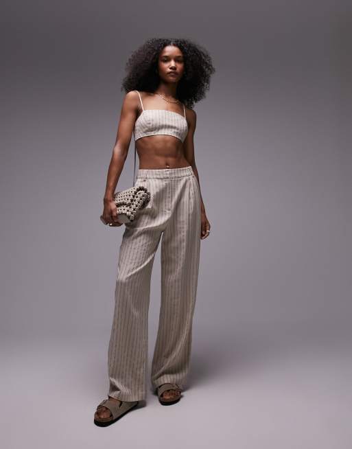 Topshop – Gräddvit, randig bralette i linnemix, 4 av 4