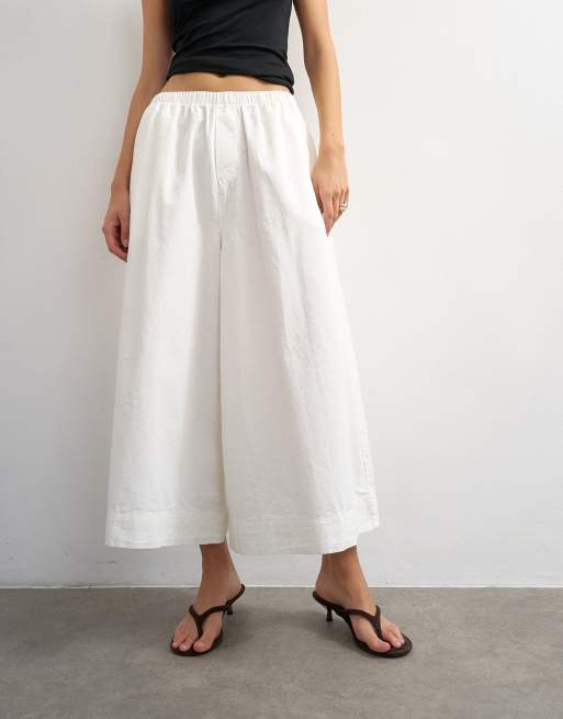 Topshop – Gräddvita, a-linjeformade culotte-byxor, 2 av 5