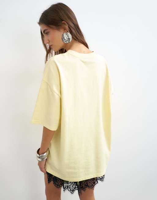 Topshop Grafik-T-Shirt „Paradise“ kurzärmlig in Gelb, 4 von 4