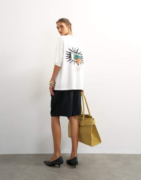 Topshop grafisches Oversize-T-Shirt „Nomad“ in Weiß - view 1