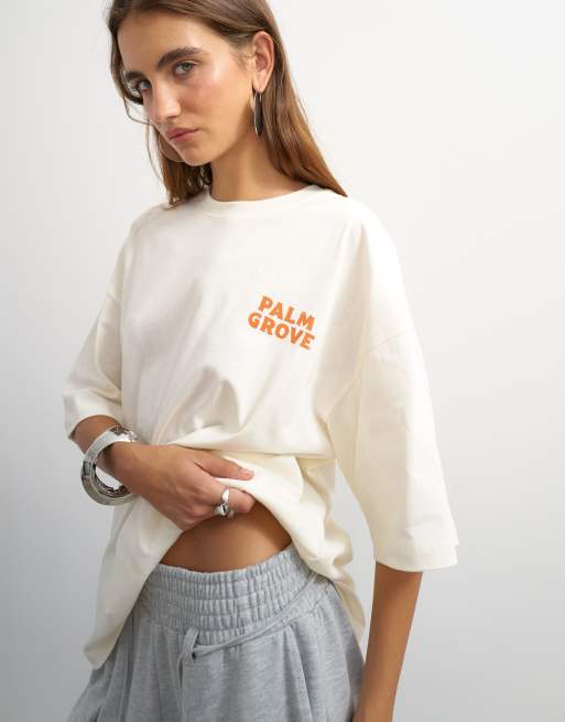 Topshop grafisk 'Palm Grove' oversized T-shirt i ecru, 2 af 4