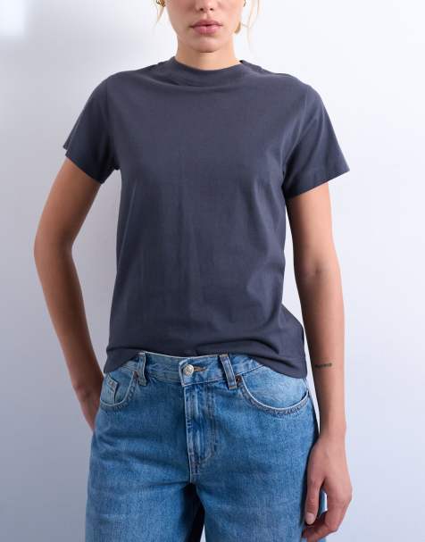 Topshop – Grafitowy klasyczny T-shirt - view 1