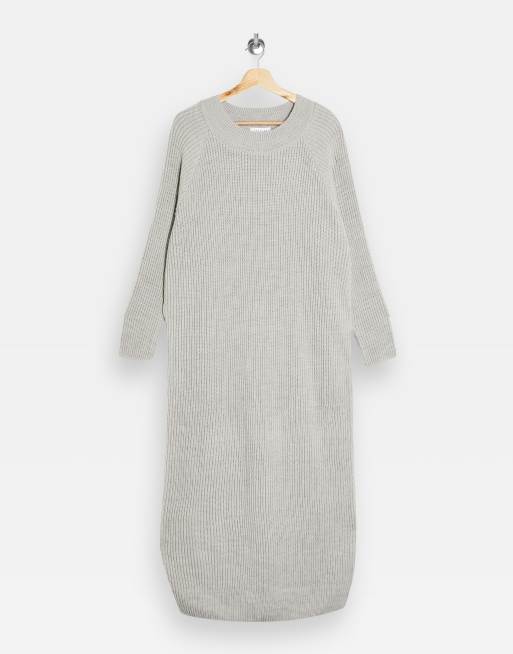 Topshop – Gråmelerad stickad tröjklänning i midilängd, 4 av 4