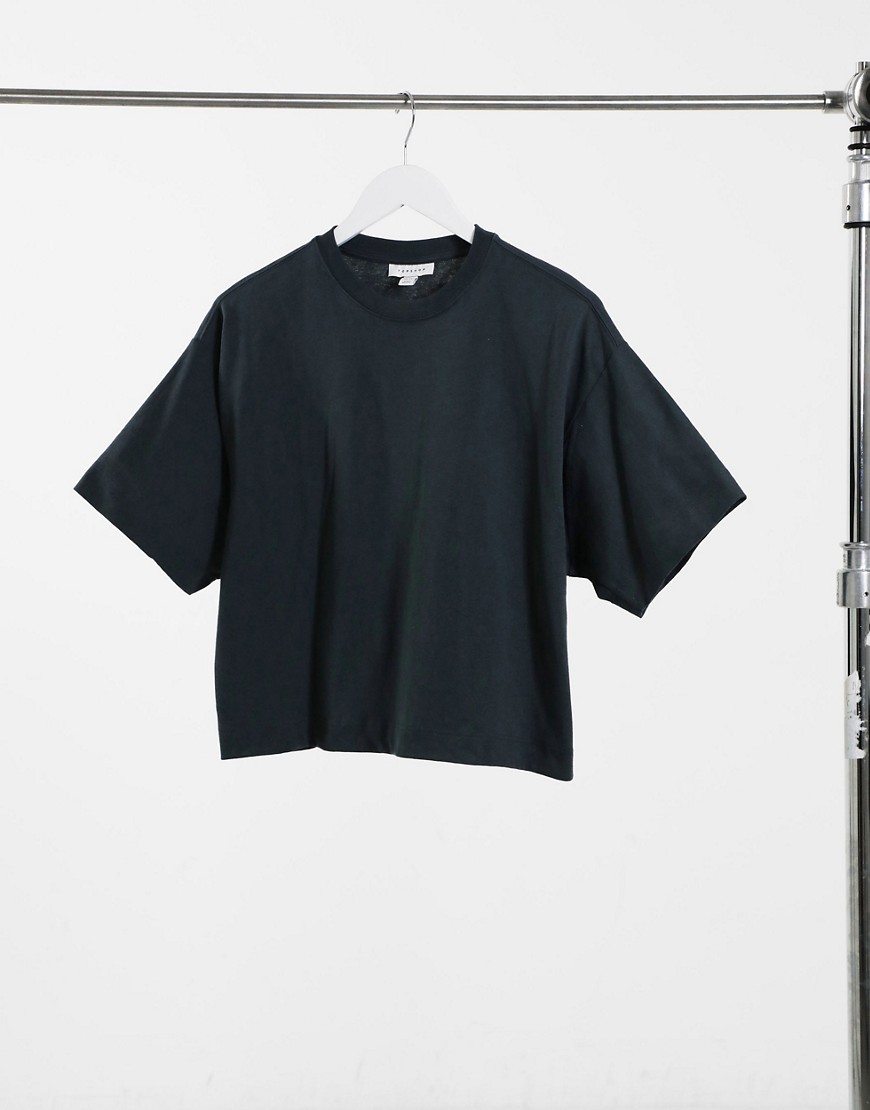 Topshop – Gråmelerad t-shirt med boxig passform