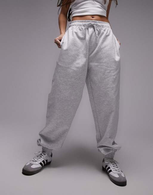 Topshop - Gråmelerede oversized joggingbukser med manchetter, 3 af 4