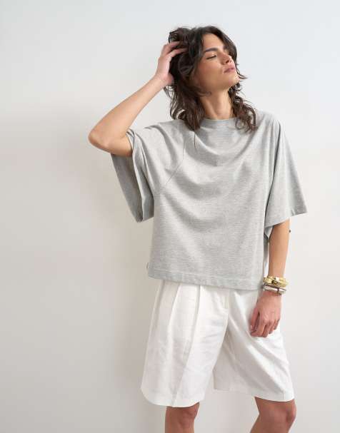 Topshop - Gråmeleret T-shirt med flagermusærmer - view 1