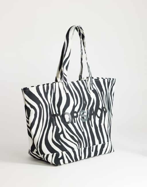 Topshop - Grand cabas en toile à imprimé zébré, 2 de 4