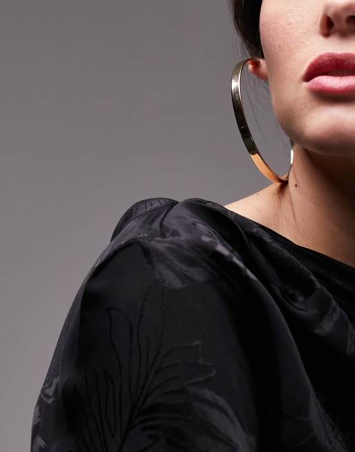 Topshop - Grandes créoles plates en plaqué or 14 carats, 2 de 4