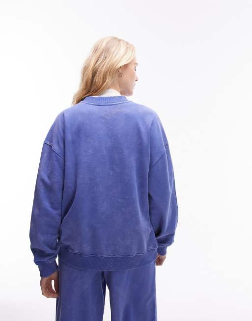 トップス ossoop Topshop graphic 1863 maratona vintage wash oversized sweatshirt in