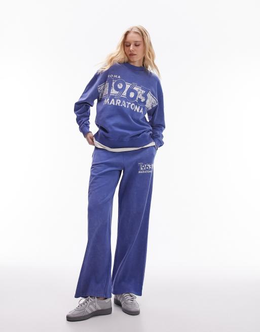 Topshop graphic embroidered Soho oversized vintage wash sweatpants