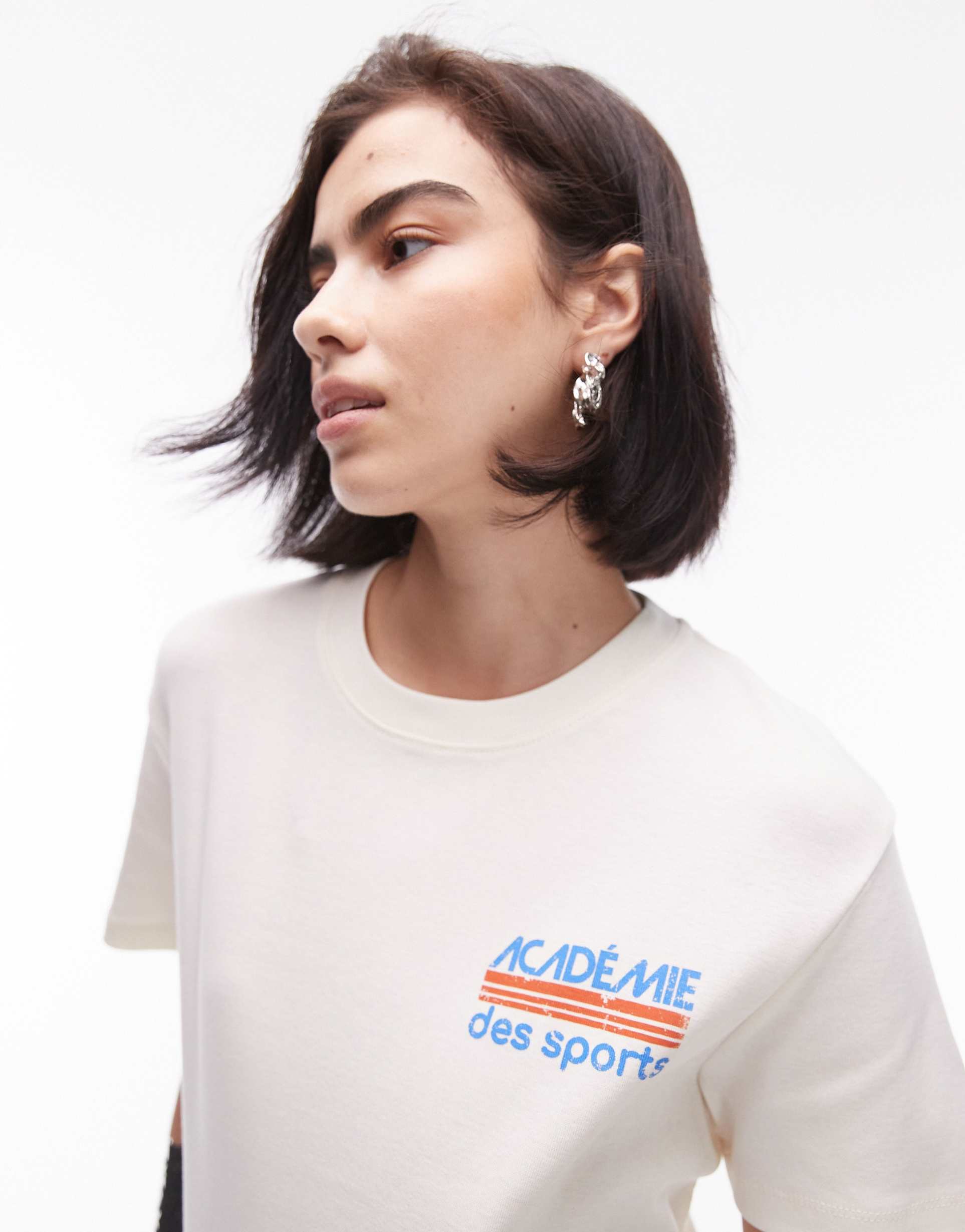 topshop graphic academie des sports tee in ecru