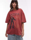 [Topshop] Topshop graphic Arizona holiday oversized tee in burgundy-Red S BURGUNDY