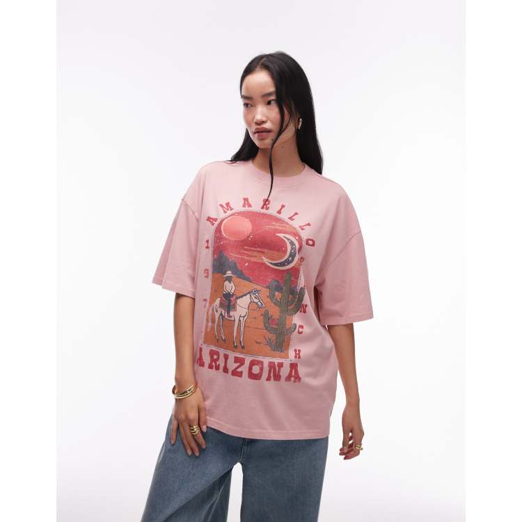 Topshop graphic Arizona oversized tee in pink | ASOS