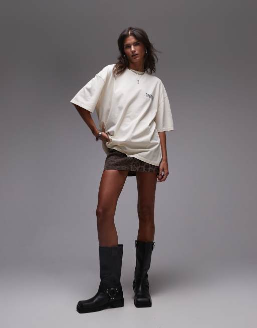 Topshop graphic Bauhaus oversized tee in neutral, 3 of 4