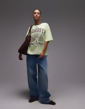 Topshop jersey graphic Palma de Mallorca oversized t-shirt in white