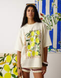 [Topshop] Topshop graphic Bradley.B lemon print t-shirt in yellow L YELLOW