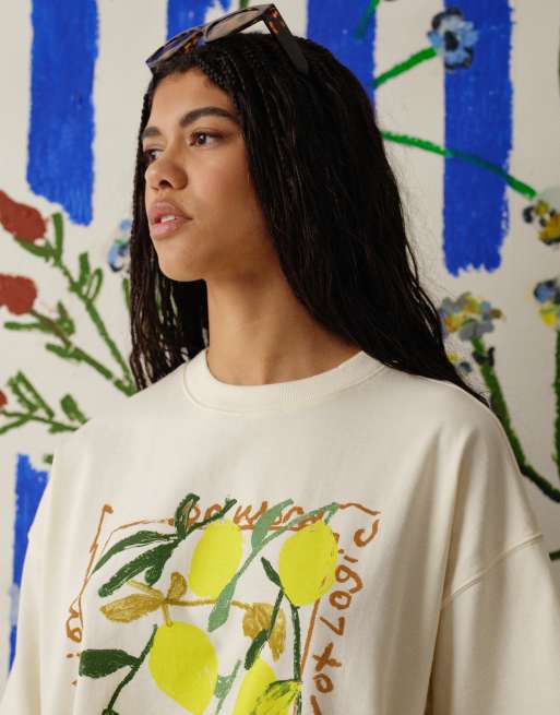 Topshop graphic Bradley.B lemon print T-shirt in yellow, 4 of 4