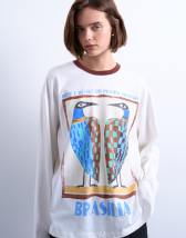 Topshop graphic Brasilia contrast ringer skater tee in white