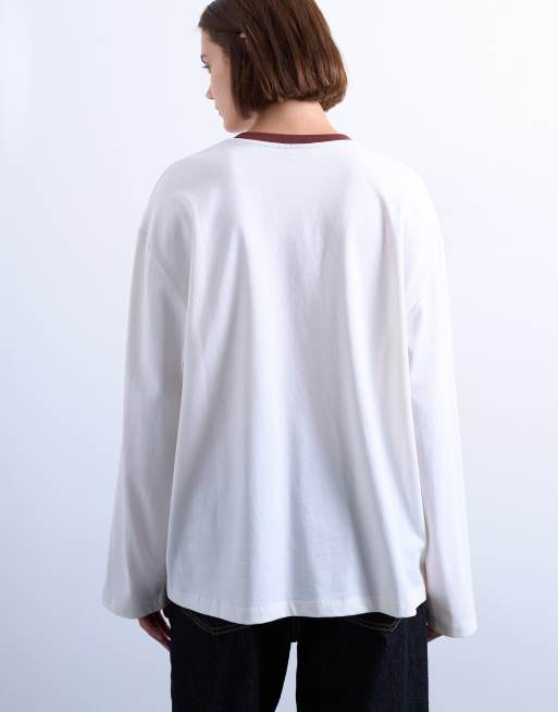 Topshop graphic Brasilia contrast ringer skater tee in white, 4 of 4