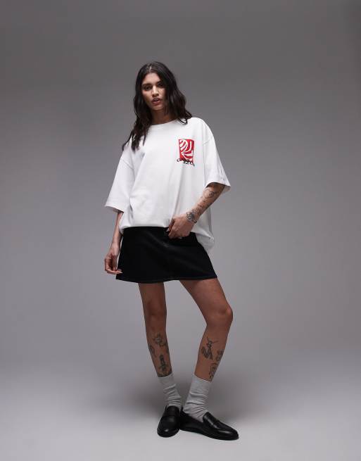 Topshop graphic Casa Azur oversized tee in white