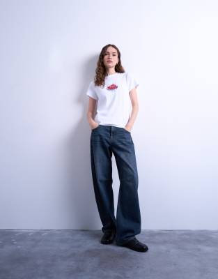 Topshop Graphic Cherries Print Everyday Tee In White