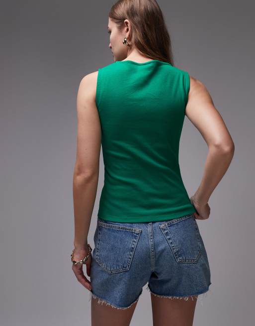 Topshop graphic chili tank in green