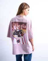 Topshop graphic ciliegia back print oversized tee in pink