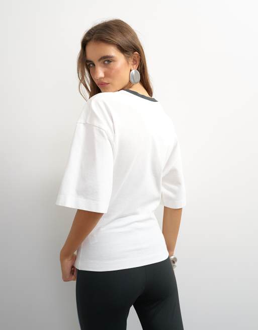 Topshop graphic cinched waist piping detail in ecru, 4 of 4