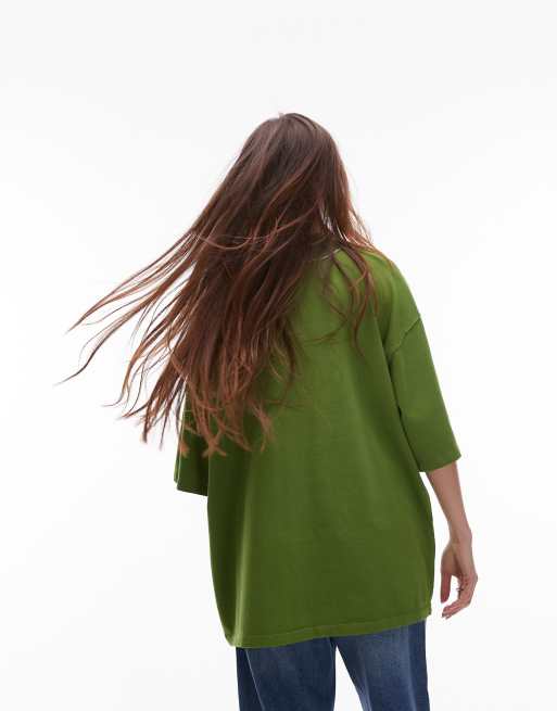 Topshop graphic De La Mar oversized tee in green