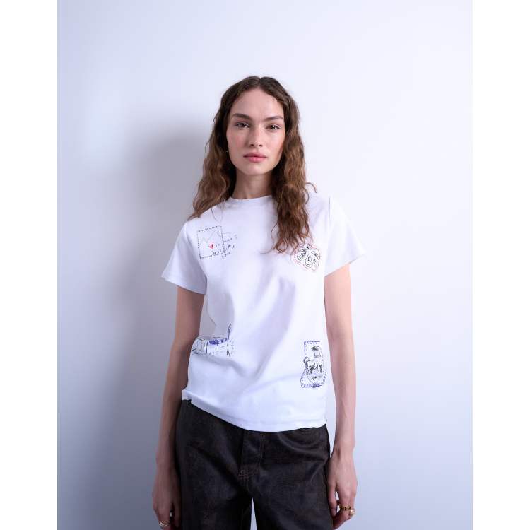 Topshop graphic doodle print everyday tee in white | ASOS