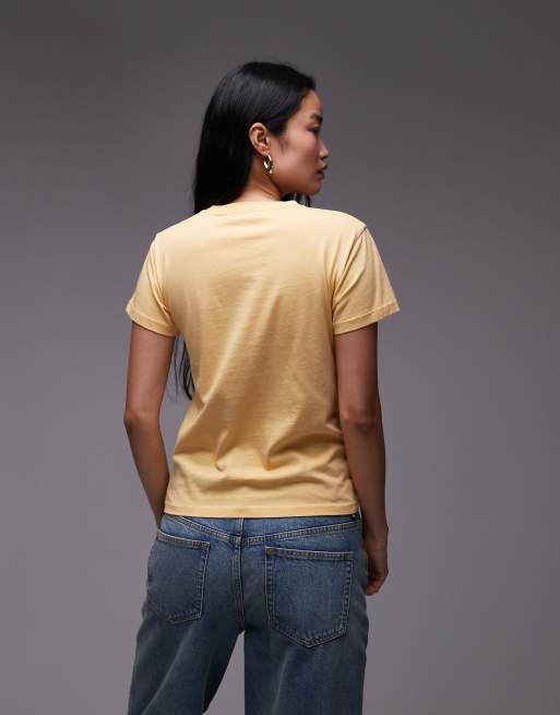 Topshop - Smal T-shirt met El Paso-print in licht mosterdgeel 