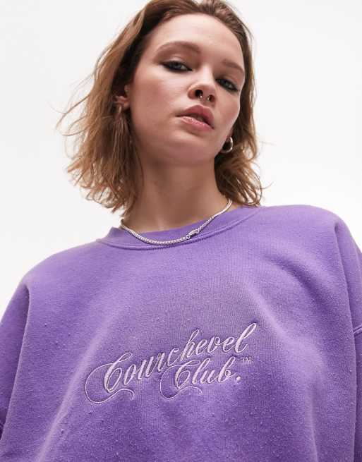 Purple graphic crewneck best sale