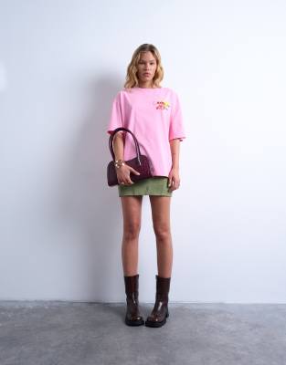 graphic emmne-moi Paris oversized tee in pink