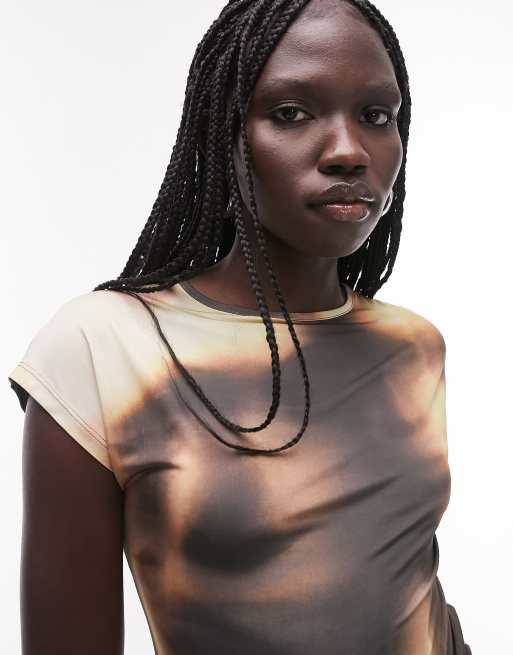 Topshop graphic faces short sleeve tee in multi | ASOS