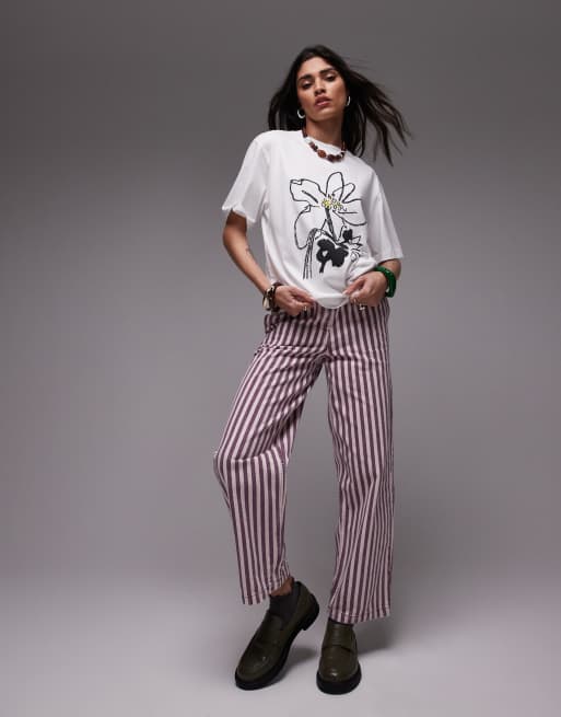 Topshop graphic floral premium basic tee in white