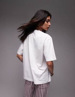 Topshop Graphic Floral Premium Basic Tee In White