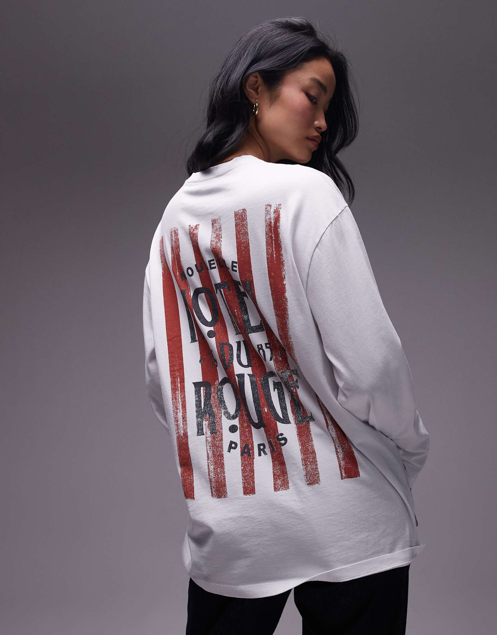 Футболка для конькобежцев Topshop graphic hotel rouge с длинным рукавом белого цвета