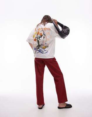Topshop Graphic L'aperitivo Oversized Tee In White