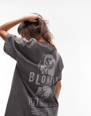Topshop graphic license Blondie with nibbling back print oversized tee