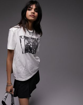 Topshop graphic license Museum of Youth Culture boxy tee in ecru