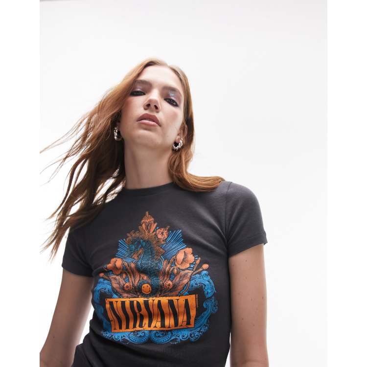 Nirvana Acid Wash License Graphic T-Shirt