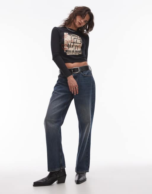Topshop graphic license Paul klee long sleeve top in charcoal, 4 of 4