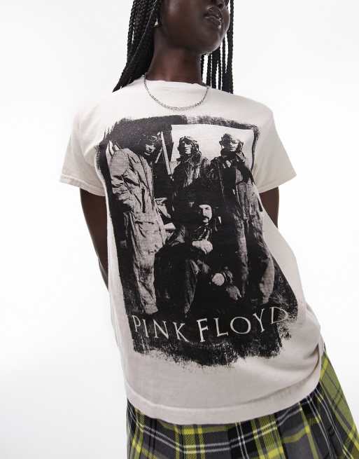 ASOS DESIGN oversized t-shirt with pink floyd license graphic in cream