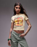 [Topshop] Topshop graphic linguine baby tee in buttermilk-Yellow XS Buttermilk