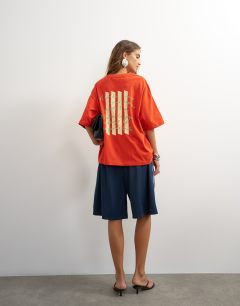 Graphic 'Maison' oversized t-shirt in red