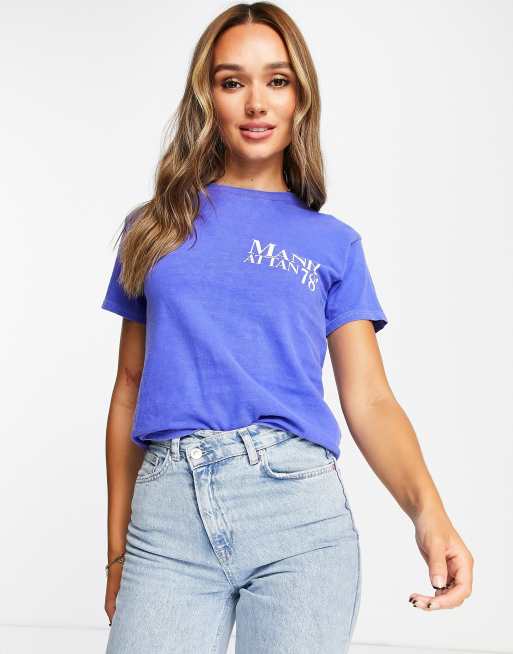 Topshop graphic Manhattan tee in cobalt