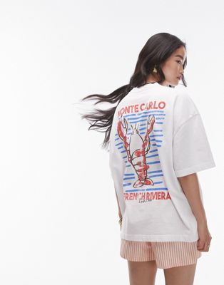 Topshop Graphic Monte Carlo Lobster T-shirt In White
