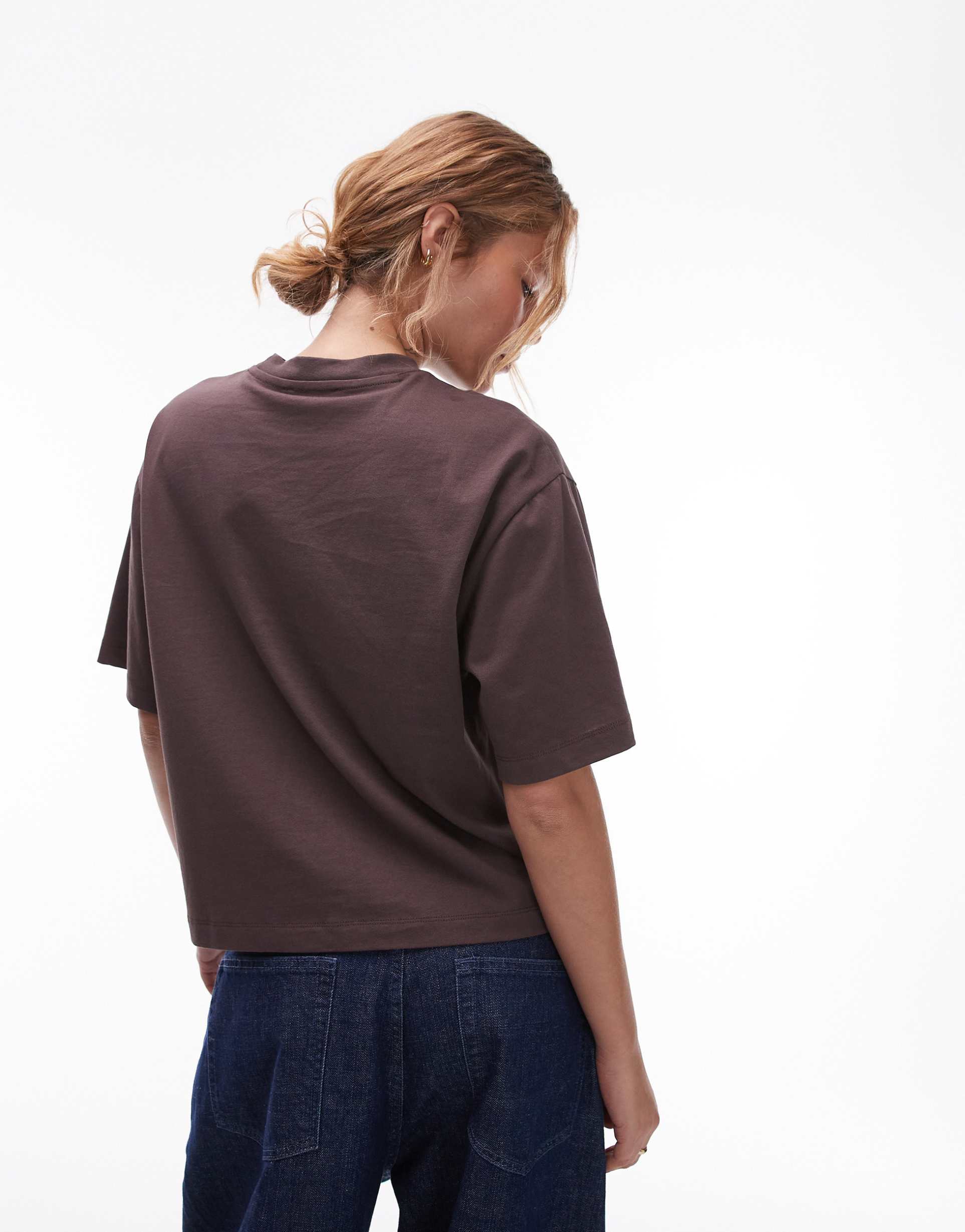 topshop graphic napoli oversized jersey top in brown