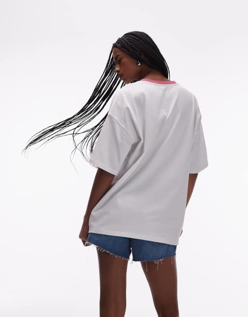 Topshop graphic oversized Palermo vacation T-shirt in white